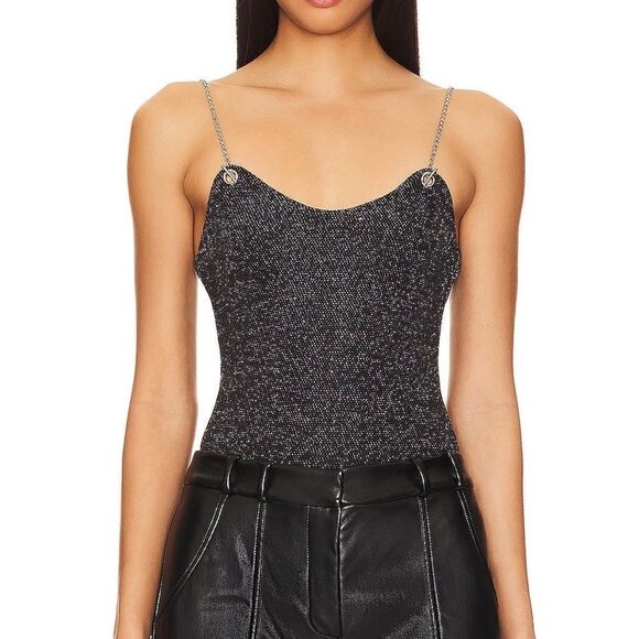 Sav Chain Strap Bodysuit in Gunmetal Silver superdown 📦 - Picture 1 of 8